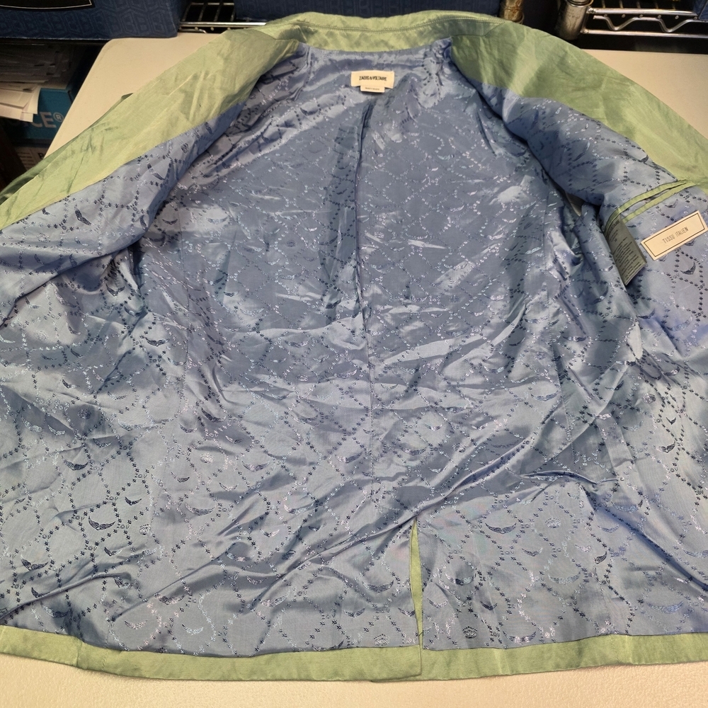 Zadig & Voltaire Women's Green Victor Satin Blazer Suit Jacket Size 38 - Picture 5 of 9